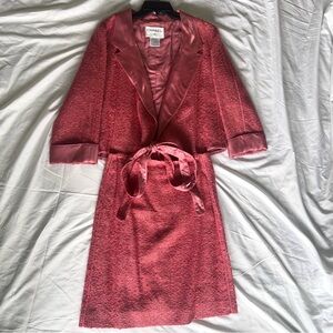 SOLD CHANEL Women's Elegant pink tweed skirt suit two piece